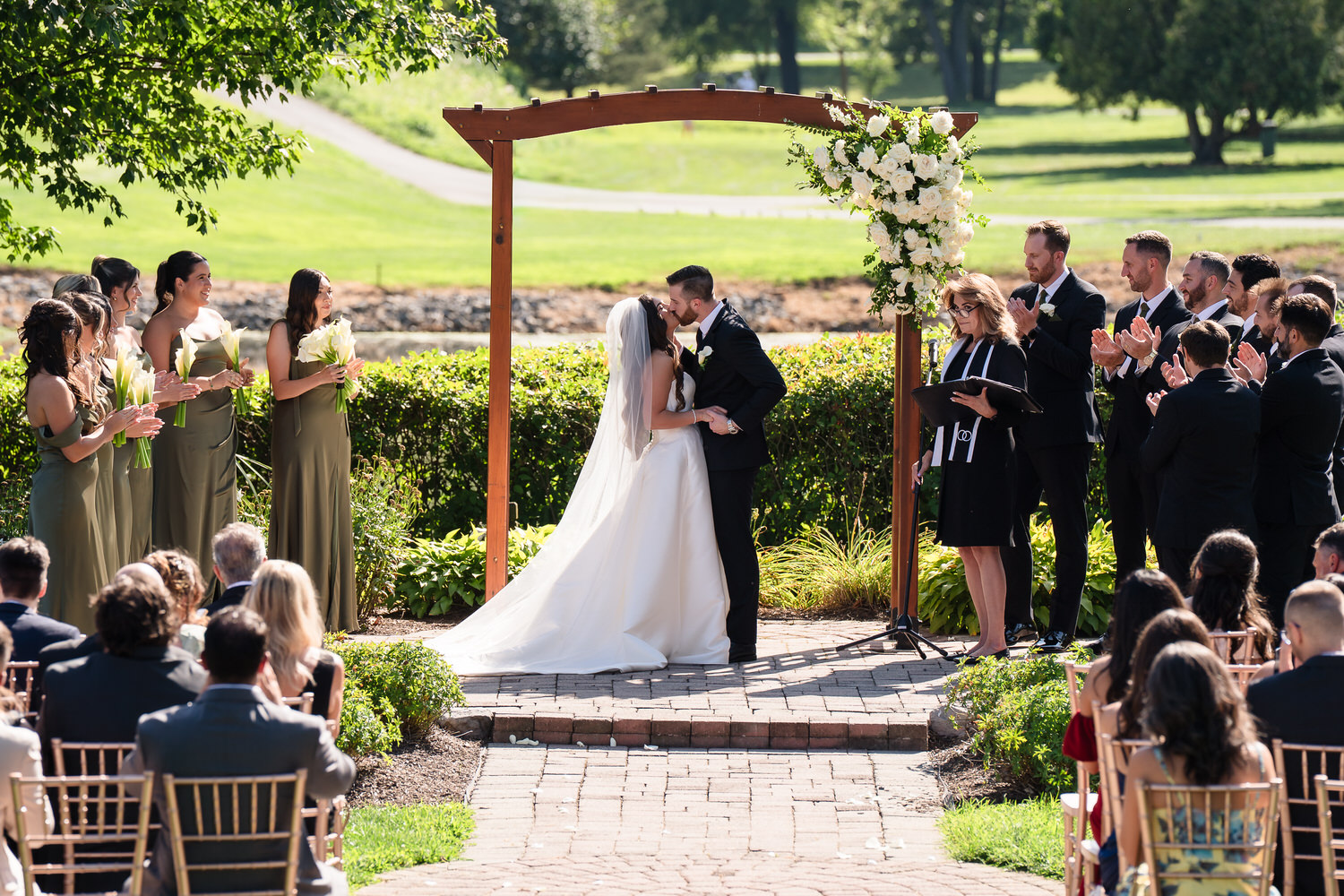 View of the outdoor ceremony aisle leading toward the lakes in Allentown.